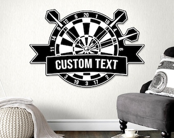 Custom Dartboard Sign, Personalized Darts Wall Sign, Game Room Decor, Dart Player Gift, Gift for dad, Bar Pub Dart Player Gift, Home Gift