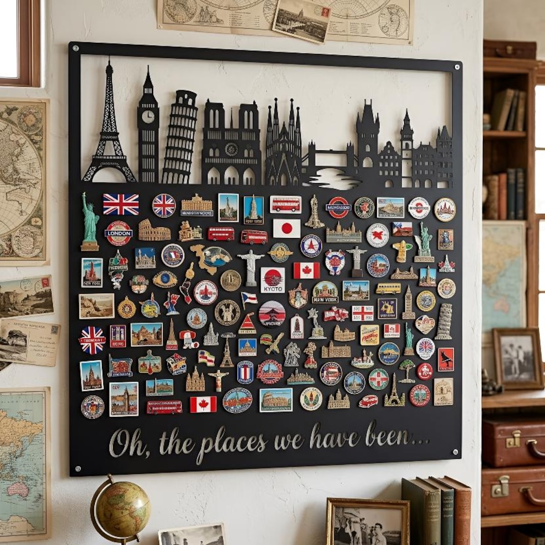 Oh the Places We Have Been Magnet Board, Travel Pin Display, World Trip