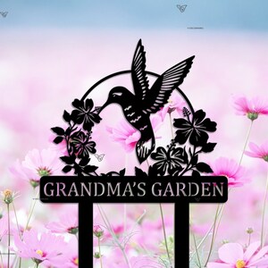 Aangepast metalen tuinbord kolibrie, gepersonaliseerd tuinbord