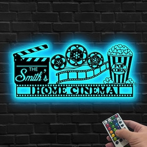 Benutzerdefinierte Heimkino LED Schild, Theater Raum Wanddekoration, personalisierte Film Licht, Geschenk für Sohn, Film Raum Geschenk, Film Dekor, Heimkino Zeichen
