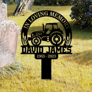 Custom Tractor Memorial Plaque Stake, Tractor Sign, Dad Loss, Farmer Memorial Garve Maker, Tractor Memorial Cross For Grave, Farmer Loss