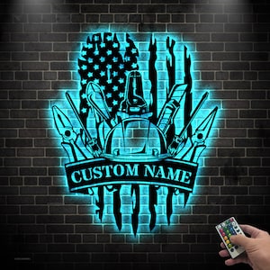 Custom Lineman Metal Wall Art LED Light Personalized Electrican Tools Metal Sign Home Decor Electric Tools Shop Decoration Garage Sign
