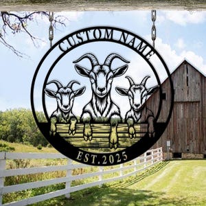 Custom Goat Farm Sign, Personalized Metal Goat Wall, Homestead Decor, Gift for farm, Farmhouse Barn Sign, Goat Lover Gift Sign,Backyard sign