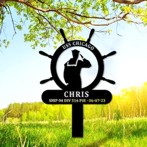Custom Navy Sailor Sign, Personalized Military Yard Stake, Sympathy Gift, US Navy Yard Sign, Navy veteran gift, Navy memorial sign, Dad Gift