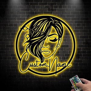 Enseigne LED personnalisée pour coiffeur, Enseigne LED personnalisée pour coiffeur, Cadeau pour salon de coiffure, Coiffeur en métal, Enseigne pour salon de beauté, Cadeau pour papa