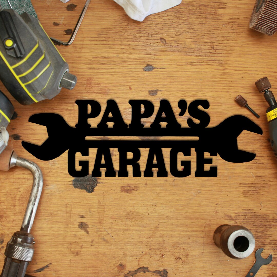 Personalized Metal Garage Sign Custom Garage Metal Wall Decor Papas ...