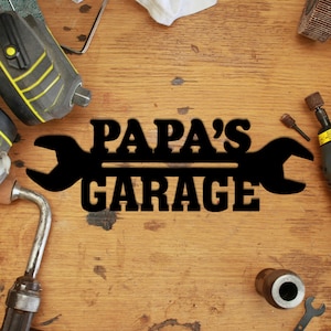 Personalisiertes Metall-Garagenschild, individuelles Garagen-Metall-Wanddekor, Papa-Garage-Namensschild, Väter-Garage-Dekor, Geschenk für Papa, Vatertagsgeschenke