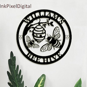 Personalized Honey Bee Metal Sign, Custom Metal Bee Decor, Garden Sign, Gift for Gardener Bee Keeper, Honey Bee Metal Art, Bee Garden Decor
