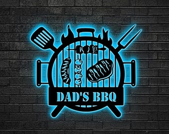 Custom BBQ LED Sign, Personalized Grill Wall Light, Gift for dad, Barbecue Lovers and Chefs, Grill and Smoker Wall Decor, BBQ Party Sign