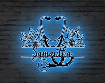 Custom Doctor Medical Metal Sign LED Lights, Personalized Doctor Name Sign, Nurse Sign, Doctor Office Sign, Doctor Gift,Medical Student gift