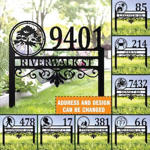 Custom Metal Address Sign, Outdoor Yard Address Stake, Address Sign, Custom home sign, Metal yard sign, House sign outdoor, Gift for family