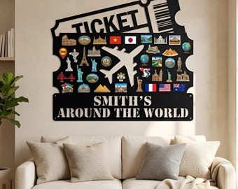 Custom Airplane Ticket Magnet Board, Wanderlust Travel Display for Vacation Keepsakes