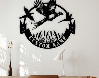 Custom Pheasant Metal Wall Art Personalized Pheasant Name Sign Decoration For Room, Hunting Sign Home Decor, Pheasant Metal sign Hunter Gift