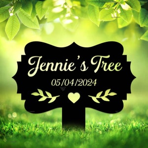 Tree Memorial Stake Custom Memorial Tree Sign With Stake,Tree Garden Sign,Personalized Tree Garden Marker,Tree Plaque Marker,Yard Decor