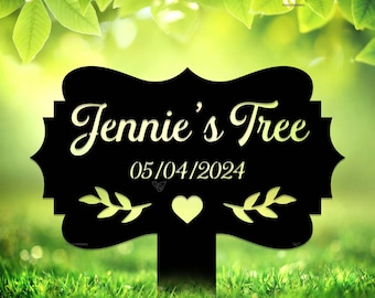 Tree Memorial Stake Custom Memorial Tree Sign With Stake,Tree Garden Sign,Personalized Tree Garden Marker,Tree Plaque Marker,Yard Decor