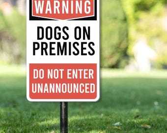 No Trespassing Dogs on Premises Sign, Beware of Dog Sign Dog on Premises Metal Dog, Door Sign Warning Dog Fence Sign,Guard Dog Sign For Gate