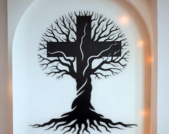 Tree of Life Cross Metal, Inspirational Christian Decor, Christian Tree of Life Wall, Tree cross decor