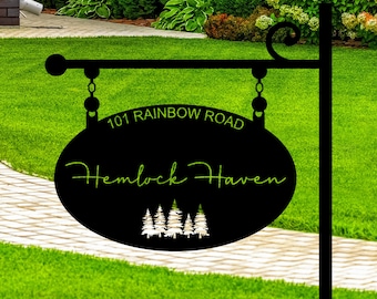 Custom Metal Address Sign, Personalized Pine Tree Number Sign, Address Metal Sign With Street Name, Outdoor Metal Sign, Address Plaque