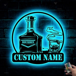 Benutzerdefinierte Bourbon Zigarre Metall Wand Kunst LED Licht Personalisierte Whisky Rauch Zeichen Home Bar Pub Dekor Bourbon Bar Dekoration Geburtstagsgeschenk