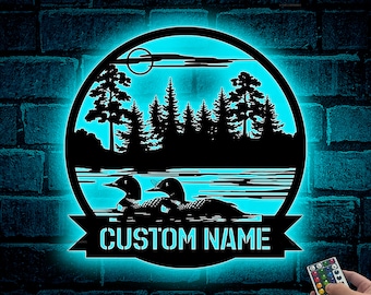 Custom Duck Cabin Metal Sign, Lakehouse Decor with LED Lights