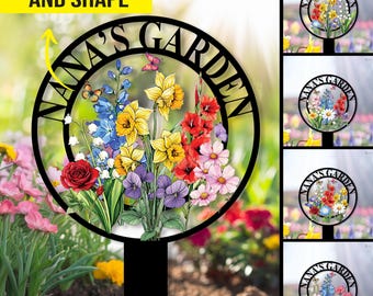 Letrero de metal personalizado para jardín con estacas y nombre personalizado.