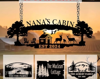 Personalized Lake House Sign, Custom Cabin Wall Art for Mountain Retreat Decor