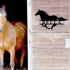 Custom Horse Metal Sign Farm Sign Barn Sign Personalized Horse Stall Name Plate Stable Name Plaque Ranch Metal Sign Horse Name Plate