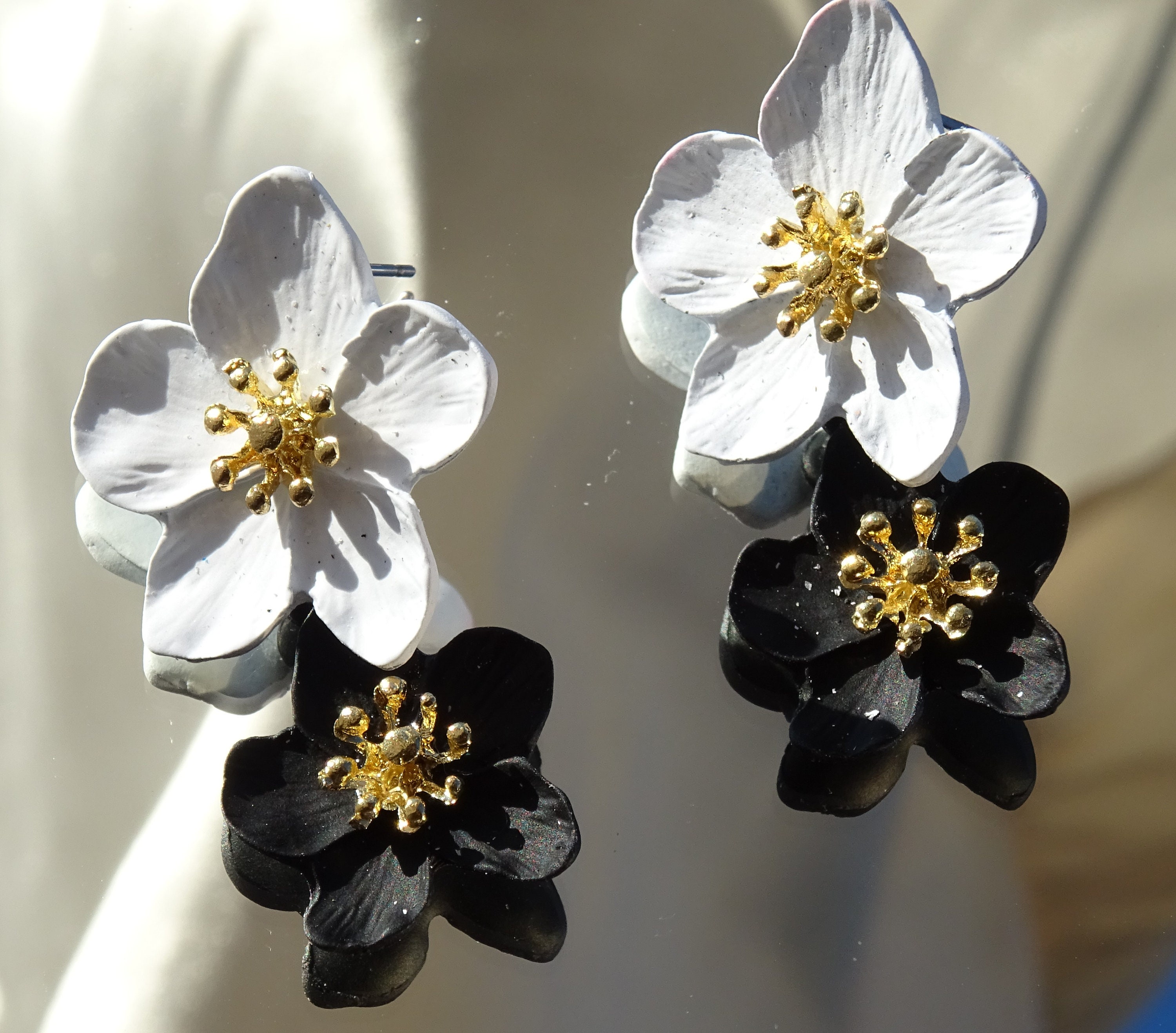 Flower dangle earrings Earrings studs Statement earrings Etsy