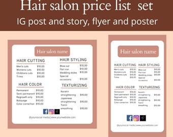 Brown Hair Salon Pricing Set Digital Download - Etsy Brown Hair Salon Pricing Set Digital Download - Etsy
