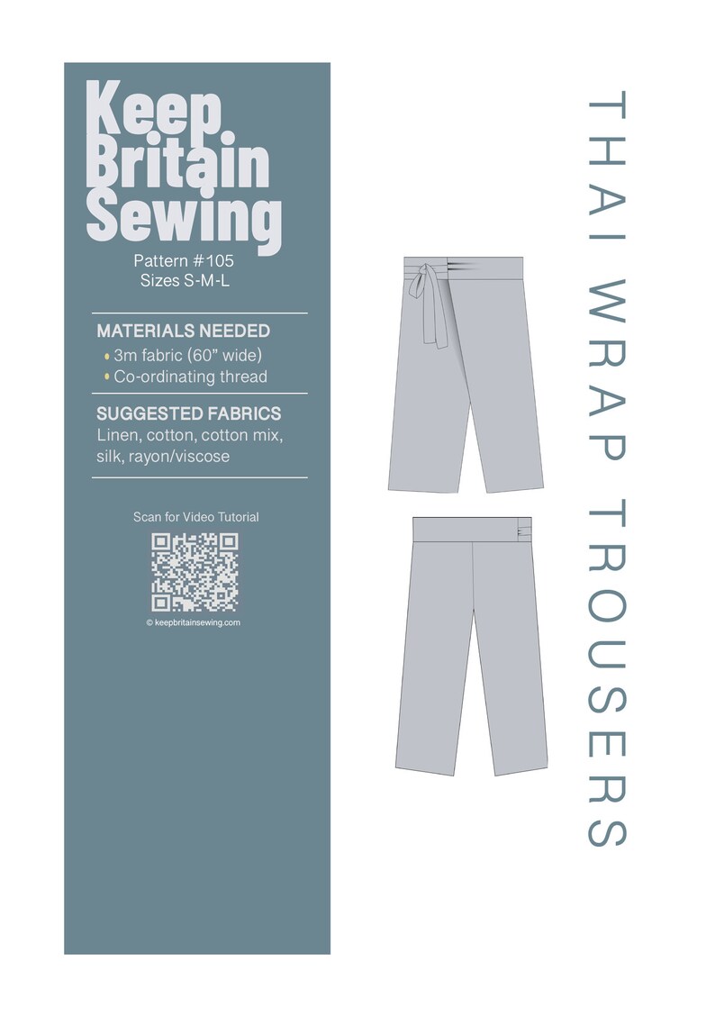 Thai Wrap Trousers Sewing Pattern Etsy
