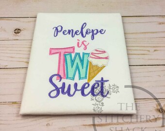 Two Sweet Ice Cream Cone Birthday Shirt | Ice Cream Birthday Shirt | 2nd Birthday | Sweet Birthday Girl | Ice Cream Cone Shirt
