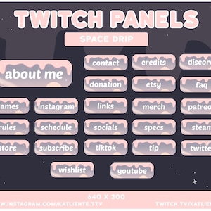 Pink Pastel Slime Drip Outer Space Twitch Panels (Digital Download)