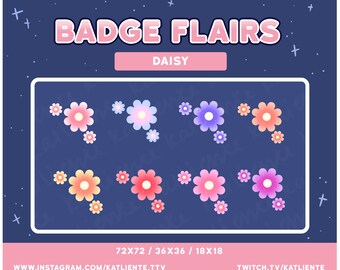 Rosa pastel azul margarita estrella brillante Insignia sub Flairs - Twitch