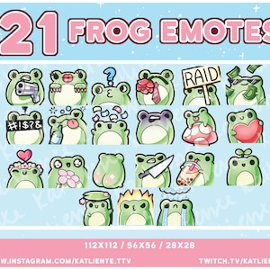 HUGE SET of 21 Kawaii Frog Emotes - Twitch, Discord, YouTube