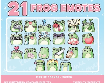 HUGE SET of 21 Kawaii Frog Emotes - Twitch, Discord, YouTube