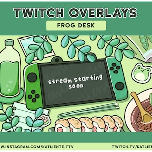 Animierte Lofi Frosch Schreibtisch Essen Ramen Sushi Switch Twitch Overlays und Szenen - Stream Beginnend, Be Right Back, Stream Ending, Gameplay
