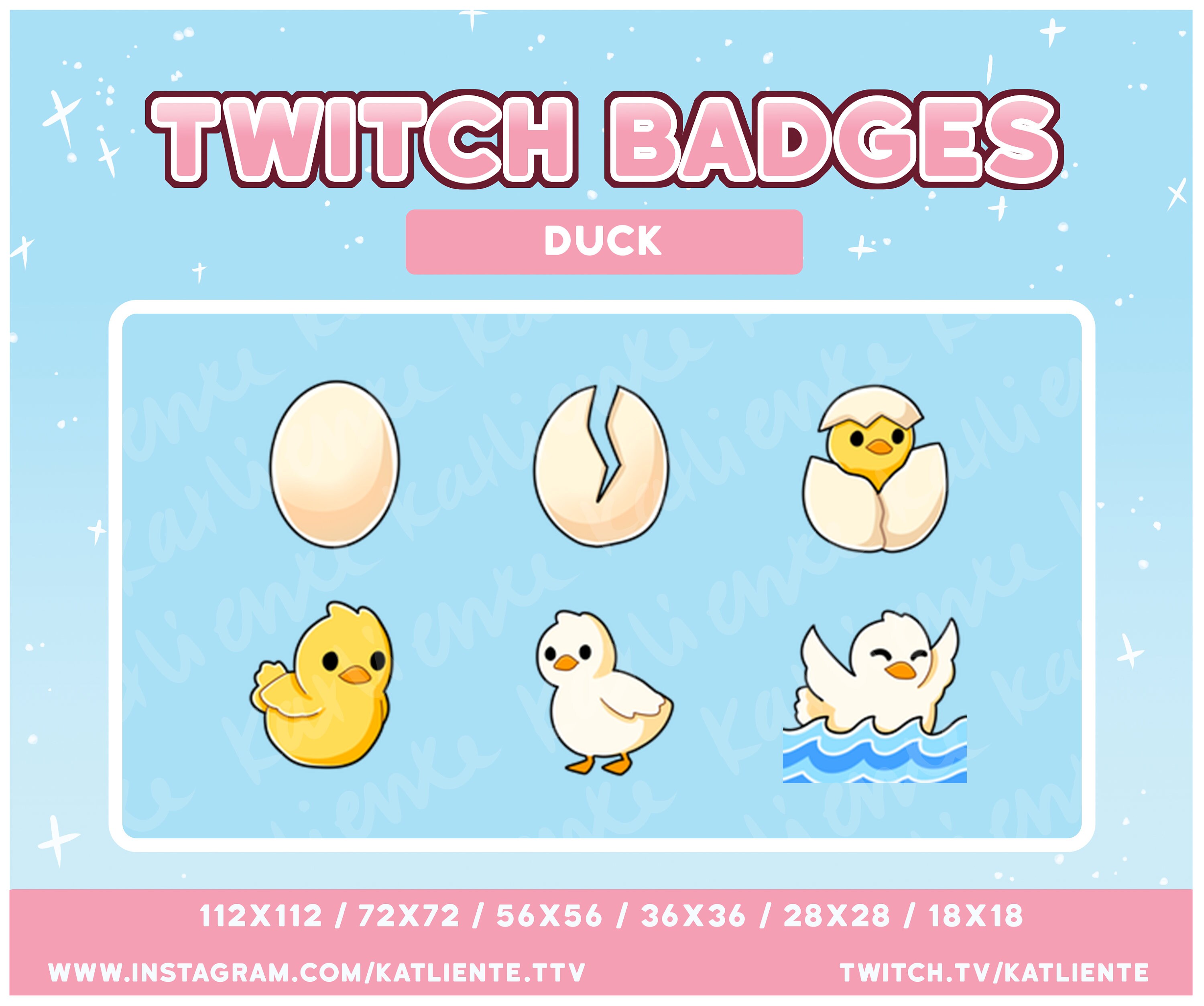 6 WHITE Duck Kawaii Cute Animal Bird Sub/Bit Badges for Twitch Streaming