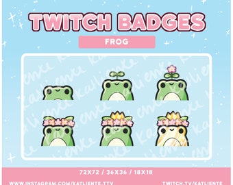Kawaii Frog Sub/Bit Badges - Twitch, Youtube | Katliente