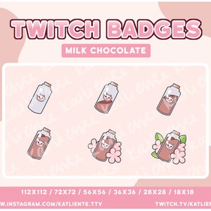 Kawaii melkfles drink chocolade sub / bit badges - Twitch