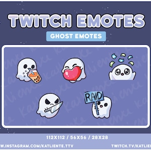 Ghost Spooky Witchy Emotes for Twitch - Raid, Heart, Hype, Angry, Boba