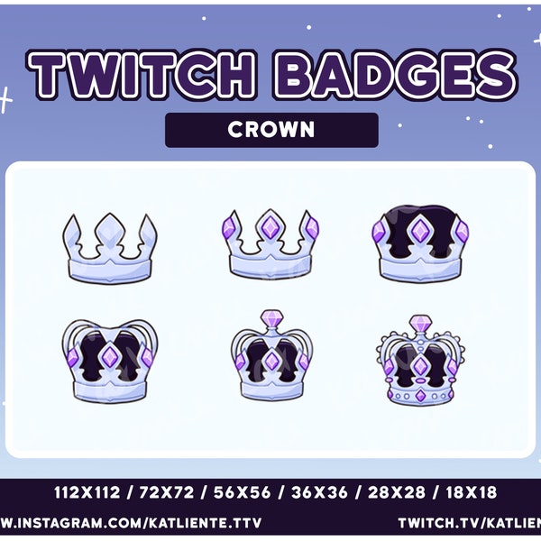 PURPLE AMETHYST Quartz Silver Gothic Pastel Crown Tiara Royal Crystal Renaissance Sub/Bit Badges- Twitch