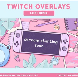 Animierte Lofi Pink Daytime Switch Twitch Overlays und Szenen - Stream Beginn, Be Right Back, Stream Ending, Just Chatting, Gameplay