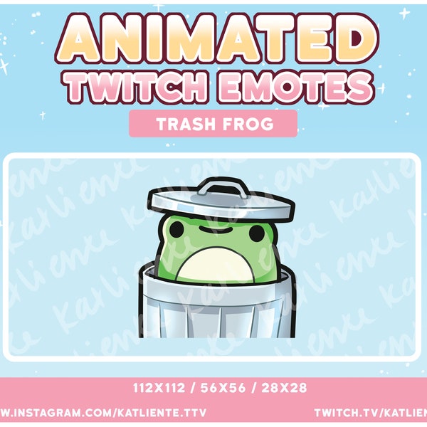 Animated Kawaii Frog Trash Can Garbage Meme Emote - Discord, YouTube, Twitch