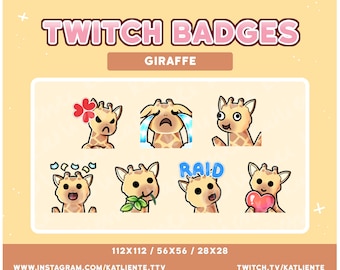 Kawaii Giraffe Zoo Safari Animal Emotes - Twitch, Discord, YouTube