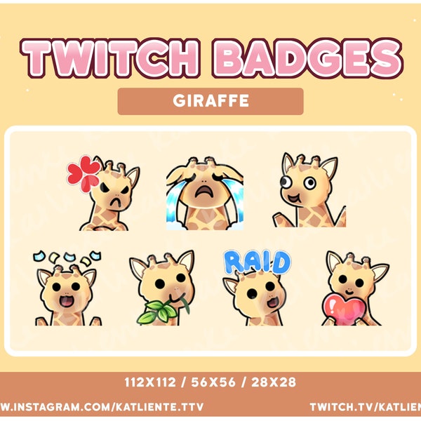 Kawaii Giraffe Zoo Safari Animal Emotes - Twitch, Discord, YouTube