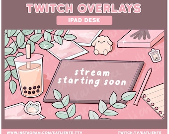 Animated Lofi iPad and Boba Twitch Overlays and Scenes FULLY CUSTOMIZABLE - Stream Starting, BRB, Stream Ending, Just Chatting, Gameplay