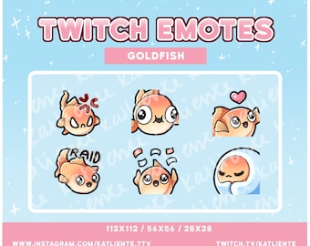 Emoticonos de peces Chibi de Kawaii Goldfish para streaming - Twitch, Discord, YouTube
