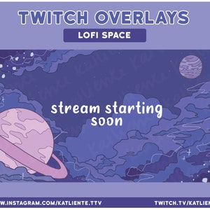 Lofi Outer Space Twitch Overlays and Scenes - Webcam Border, Stream Starting, Be Right Back, Stream Ending, Stream Offline, Just Chatting,