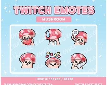 Kawaii Mushroom Emotes - Twitch, Discord, YouTube