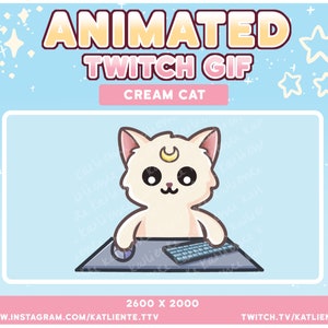 Kawaii Sailor Moon Cat GIF: Animated Twitch PNgTuber Emote (Digital Download)